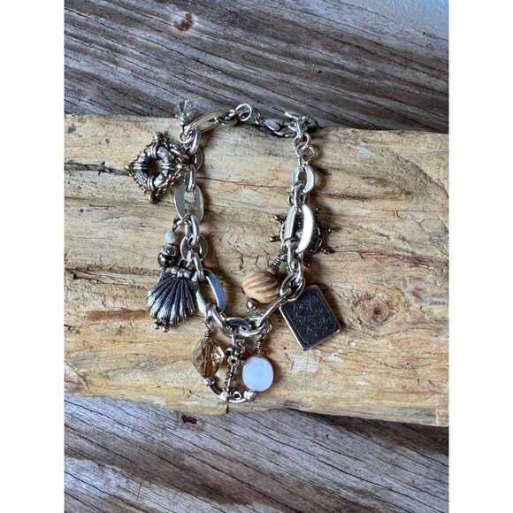 Brighton Nantucket Nautical Charm Bracelet With Shells Anchor Starfish & Crystal - Picture 7 of 8